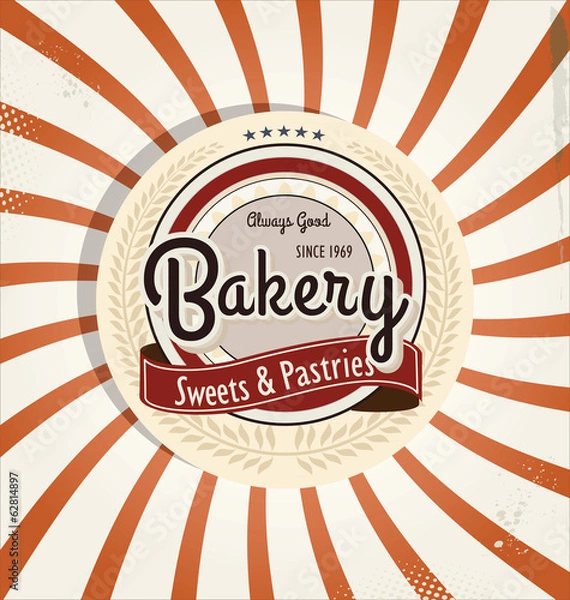 Obraz Bakery retro poster