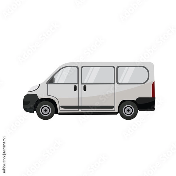 Fototapeta Car. Isolated on white background. Vector illustration of delivery. Flat style. Side view. Profile.