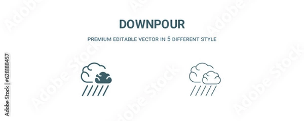 Fototapeta downpour icon. Filled and line downpour icon from weather collection. Outline vector isolated on white background. Editable downpour symbol