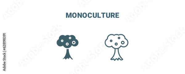 Fototapeta monoculture icon. Line and filled monoculture icon from agriculture and farm collection. Outline vector isolated on white background. Editable monoculture symbol