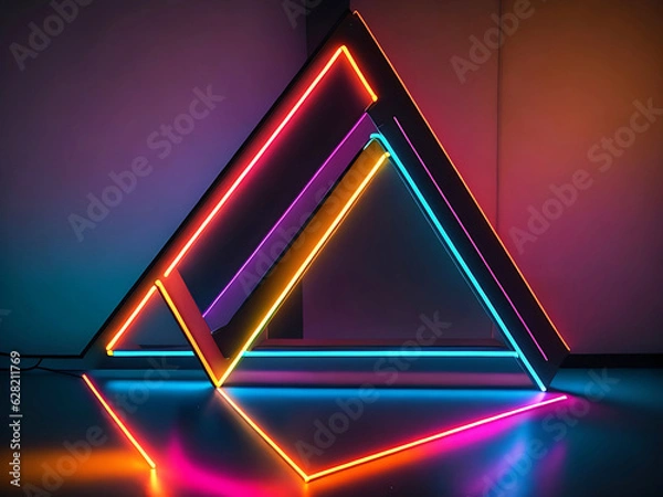 Fototapeta A triangle shaped object with colorful lights
