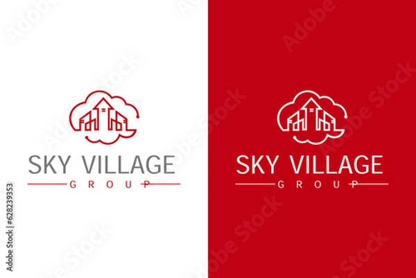 Obraz sky village logo design vector template with editable text