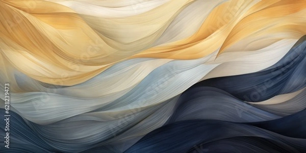 Fototapeta Luxury abstract background waves gold and and dark blue color, generative ai