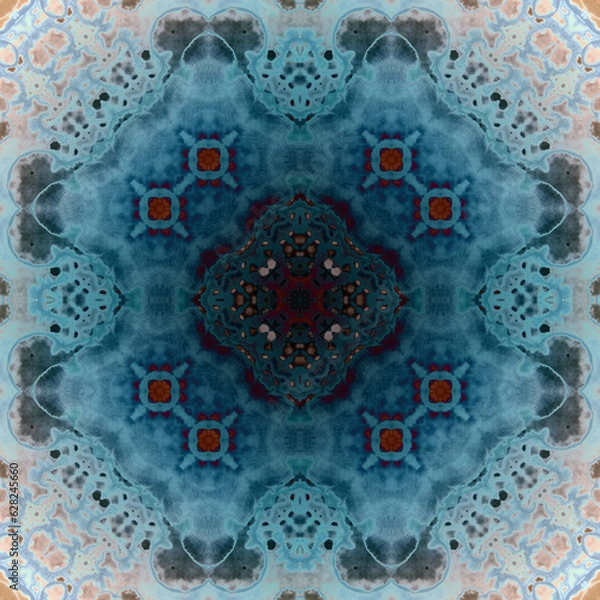 Fototapeta Seamless abstract square pattern. Alcohol ink in modern art. Mandala