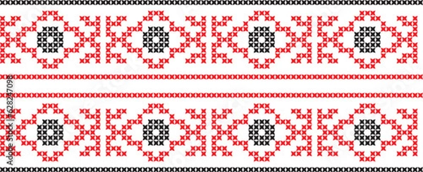 Fototapeta embroidered cross-stitch ornament national pattern