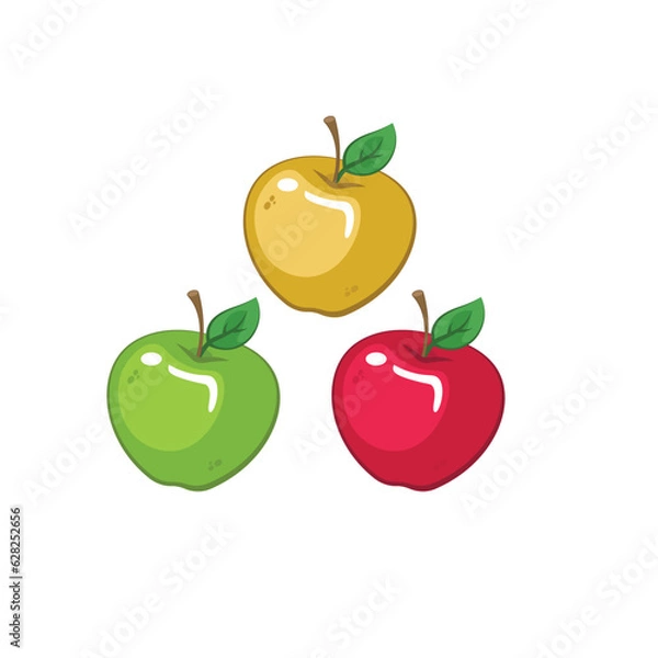 Fototapeta Different color apples vector illustration, apples flat icon