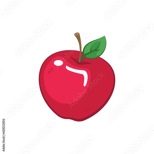 Fototapeta Red apple vector illustration, apple flat icon