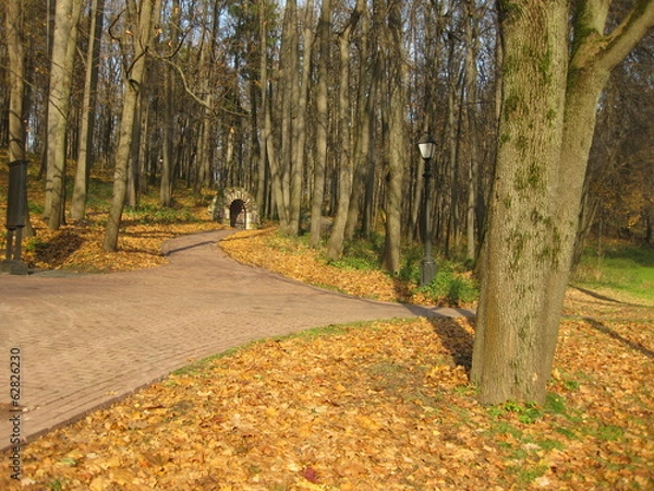 Obraz Грот в осеннем парке Царицыно.Москва