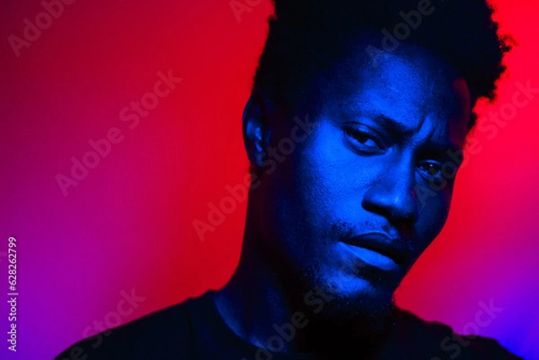 Obraz black model in colourful studio