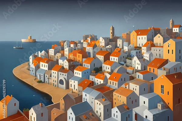 Obraz houses in the city. Generative AI 