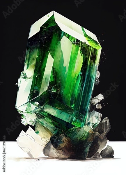 Obraz Green tourmaline, stone, gemstone, green stone, generated by ai
