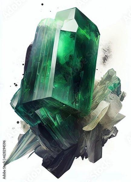 Obraz Green tourmaline, stone, gemstone, green stone, generated by ai