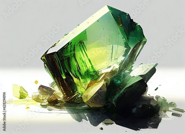 Obraz Green tourmaline, stone, gemstone, green stone, generated by ai