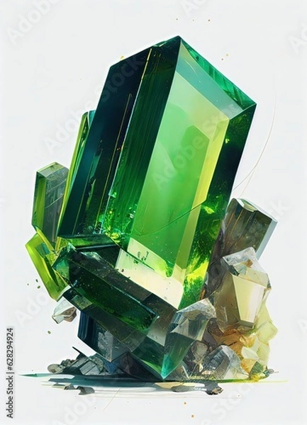 Obraz Green tourmaline, stone, gemstone, green stone, generated by ai
