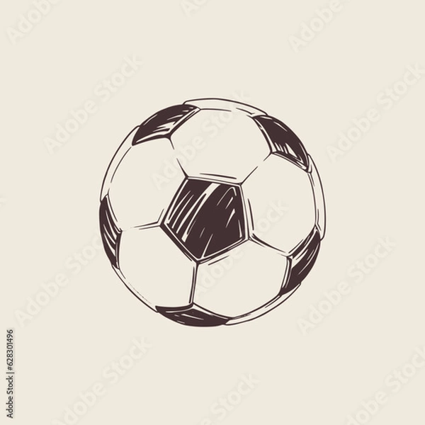Obraz Soccer ball in hand draw style for print and design. Vector illustration.