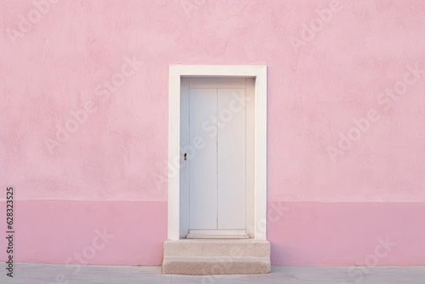 Fototapeta A door on a wall, clean and colourful design
