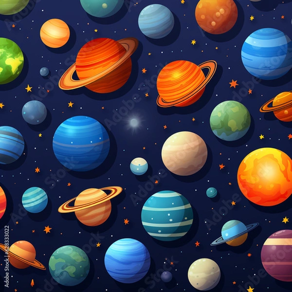 Fototapeta Seamless pattern with planets
