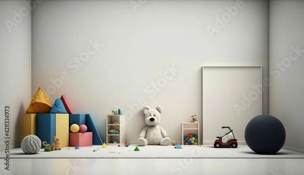 Fototapeta Mockup empty 1 blank landscape wood picture frames sit Generative Ai