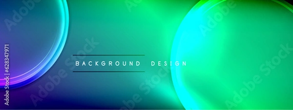 Fototapeta Vector abstract background - liquid transparent bubble shapes on fluid gradient with shadows and light effects