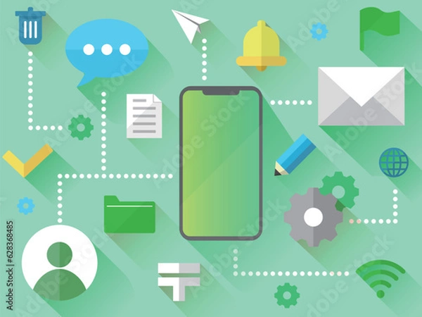 Fototapeta メールに関連したアイコンのイラスト