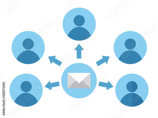 Obraz メールを一斉送信するイメージイラスト