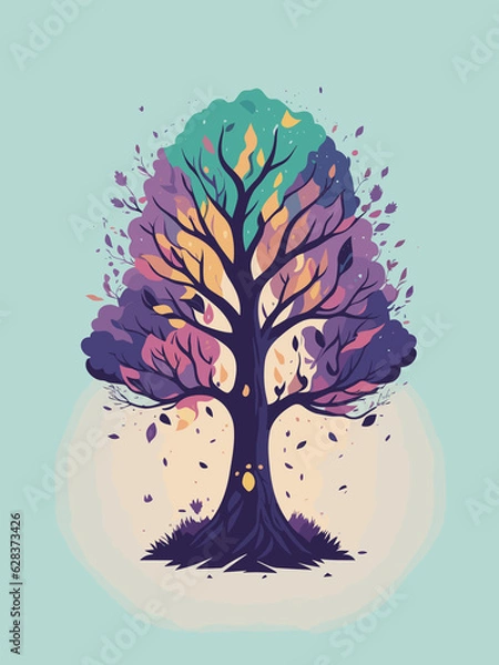 Fototapeta a colorful tree with a lot of leaves on it illustration