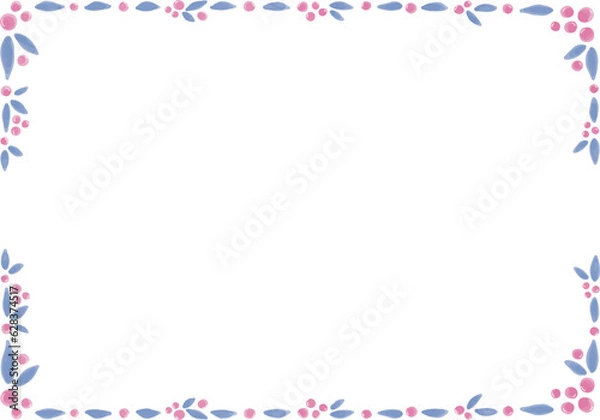 Fototapeta ピンクの木の実の水彩フレーム