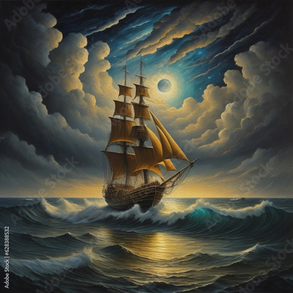 Obraz ship in the sea ai generative