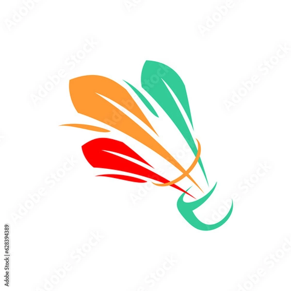 Fototapeta vector illustration of badminton sport on white background	