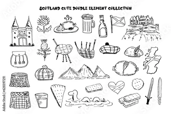 Fototapeta Edinburgh Restival Fringe Doodle Element