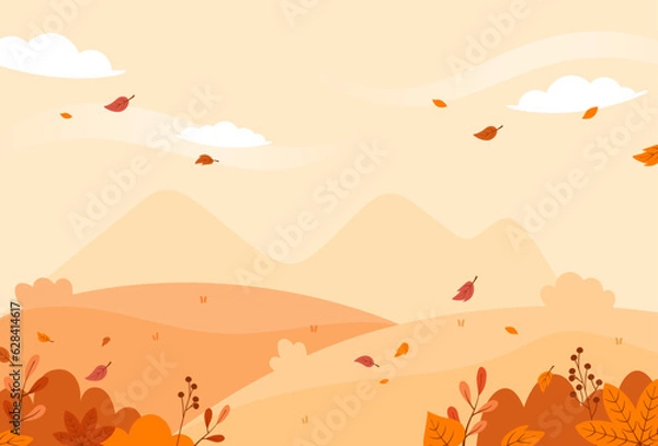 Obraz Natural autumn landscape background vector design illustration