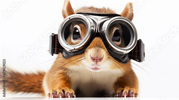 Obraz a squirrel with goggles on its head