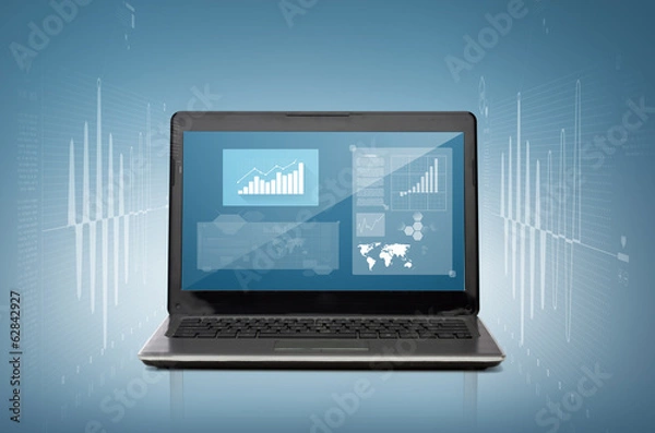 Obraz laptop computer with graph on screen