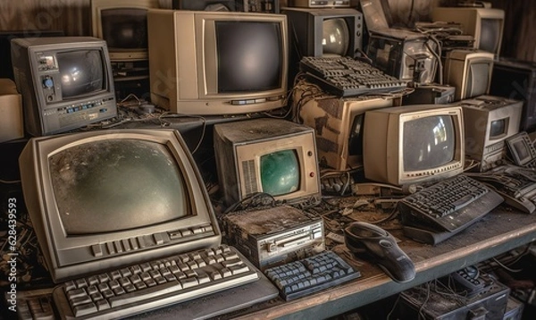Fototapeta Outdated electronics clogging up landfills
