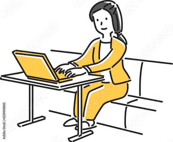 Fototapeta ノートパソコンで仕事をする女性