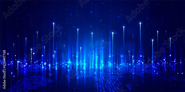 Obraz Digital technology banner green blue background concept, cyber technology circuit, abstract tech, innovation future data, internet network, Ai big data, futuristic wifi connection illustration concept