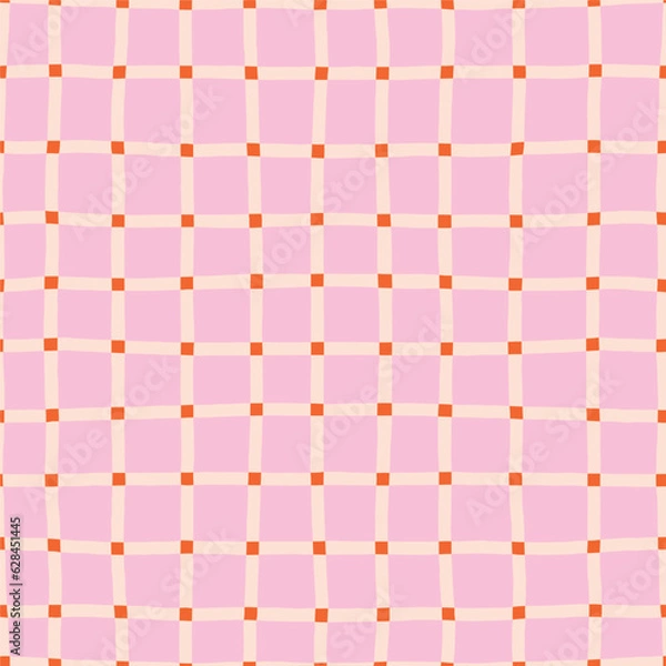 Fototapeta Creative checkered lines pattern. Vector seamless texture with hand drawn lines. Plaid background