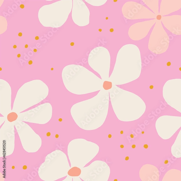 Fototapeta Beautiful floral seamless pattern. Vector texture with hand drawn flowers. Seamless floral background in retro style