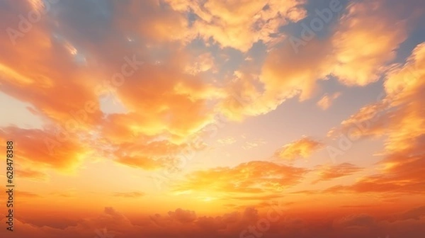 Fototapeta View of orange clouds in the sky background, illustration for product presentation and template design.