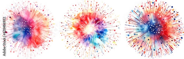 Obraz Illustration of fireworks in watercolor style, watercolor colorful splash