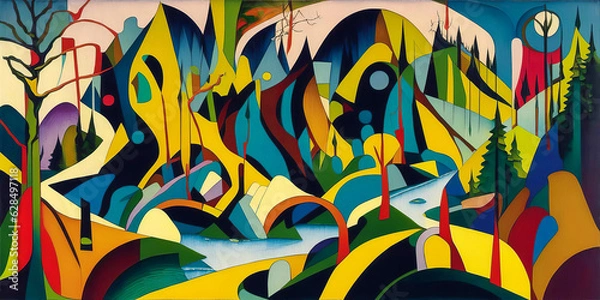 Fototapeta Полуабстрактный пейзаж в красочном мире,