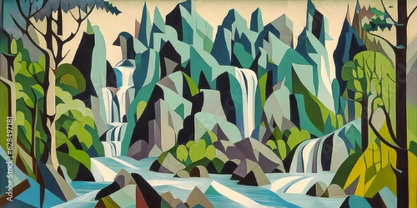 Fototapeta Полуабстрактный пейзаж в красочном мире,