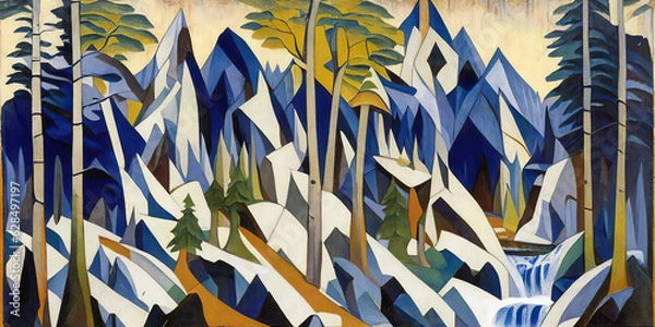 Fototapeta Полуабстрактный пейзаж в красочном мире,