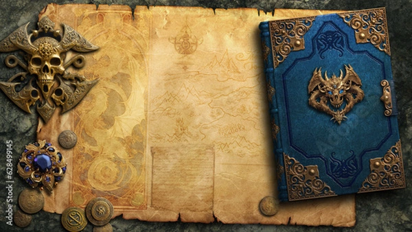 Obraz Fantasy background with old map