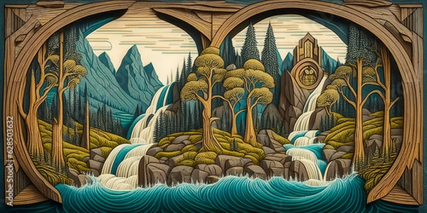 Fototapeta Река с водопадом