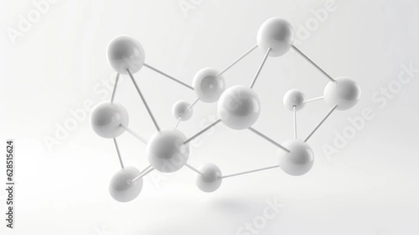 Fototapeta Clean structure of a white molecule or atom generative ai