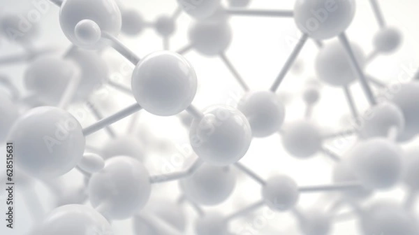 Fototapeta Clean structure of a white molecule or atom generative ai