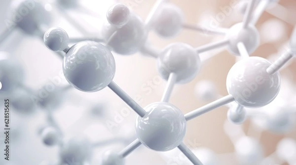 Fototapeta Clean structure of a white molecule or atom generative ai