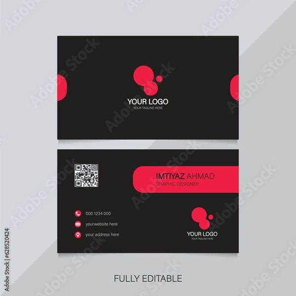 Fototapeta Vector abstract Clean and simple Business Card Template, Modern horizontal name card, Flat Style Vector Illustration. Stationery Design and visiting card, Creative and professional business card.