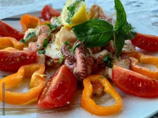 Obraz Oktopussalat mit Gemüse